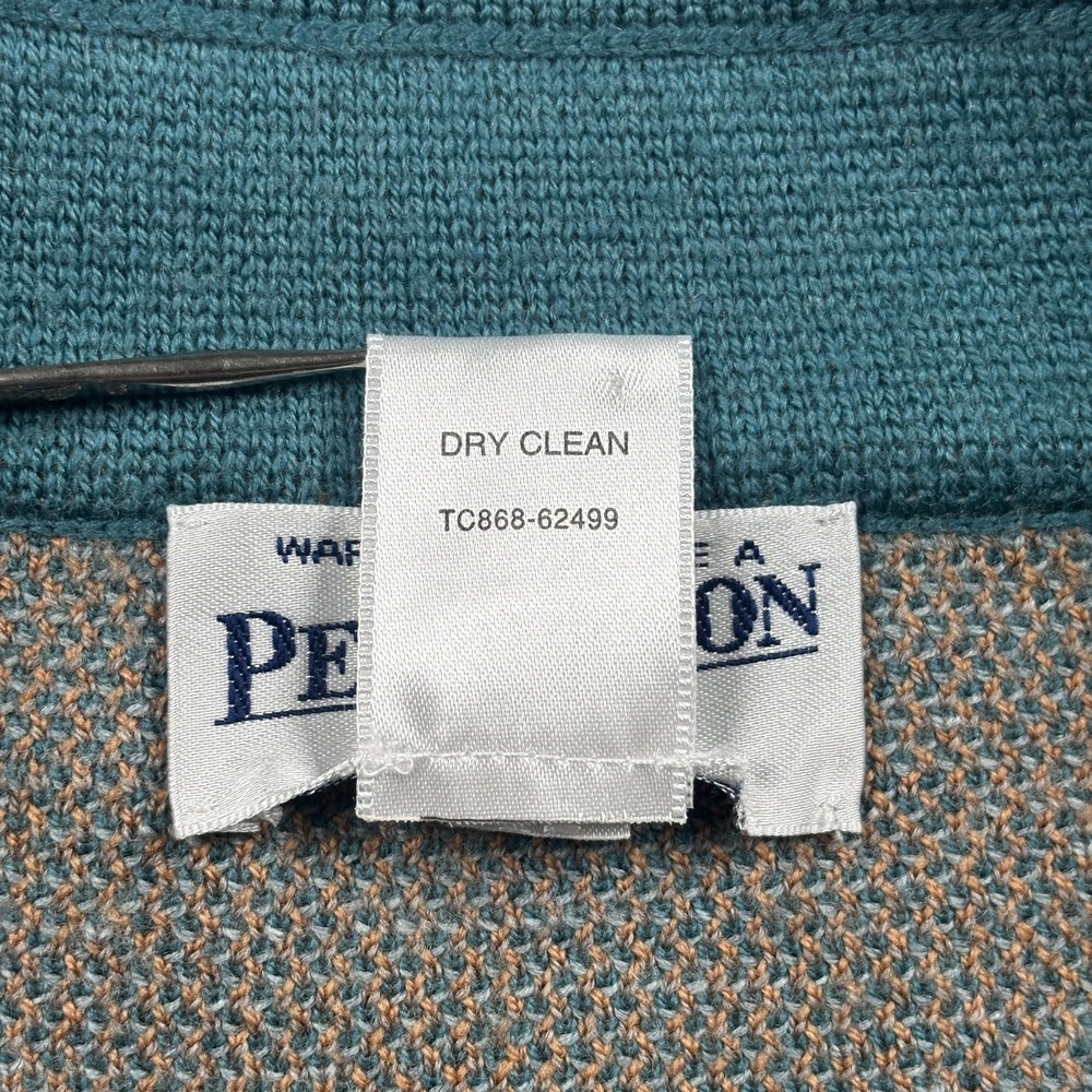 Pendleton Merino Wool Full Zip Cardigan Sweater Floral Teal Blue Womens Size L - Picture 8 of 16